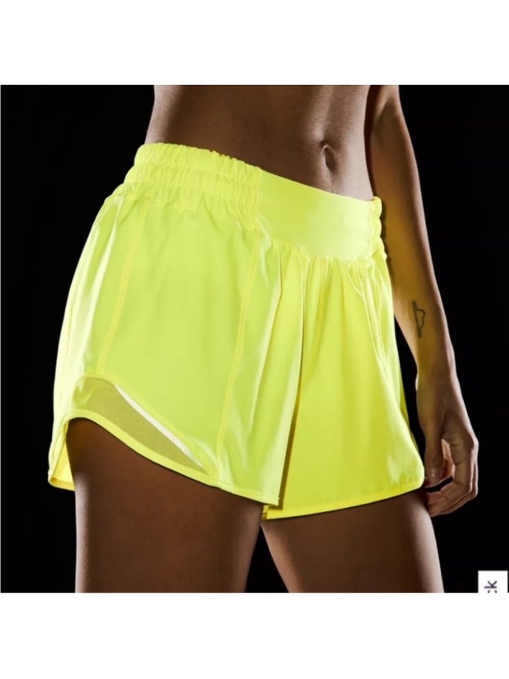 Lululemon neon yellow speed shorts size 4
